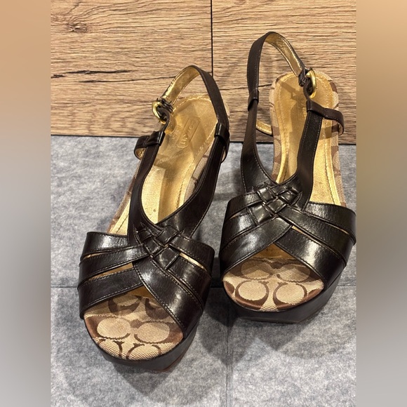 π€π€ Coach Mollie Platform Wedge Sandals - Brownπ€ π€ - Picture 4 of 7